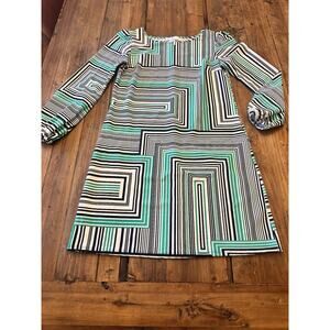 Jude Connally Dress Size Small Long Sleeve Geometric Shift Stretch Classic Chloe